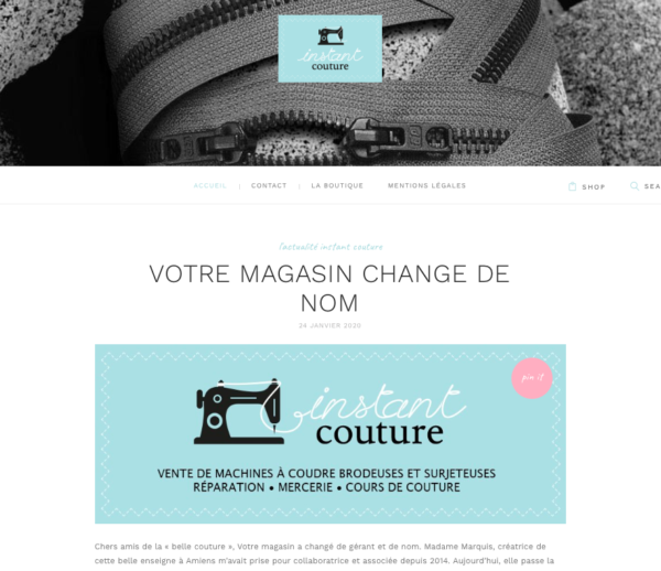 Création site web avec catalogue produits – Instant Couture